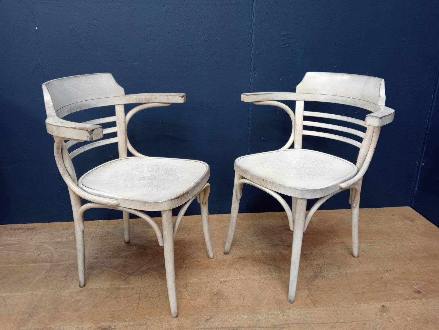 Pair of bentwood armchairs grey