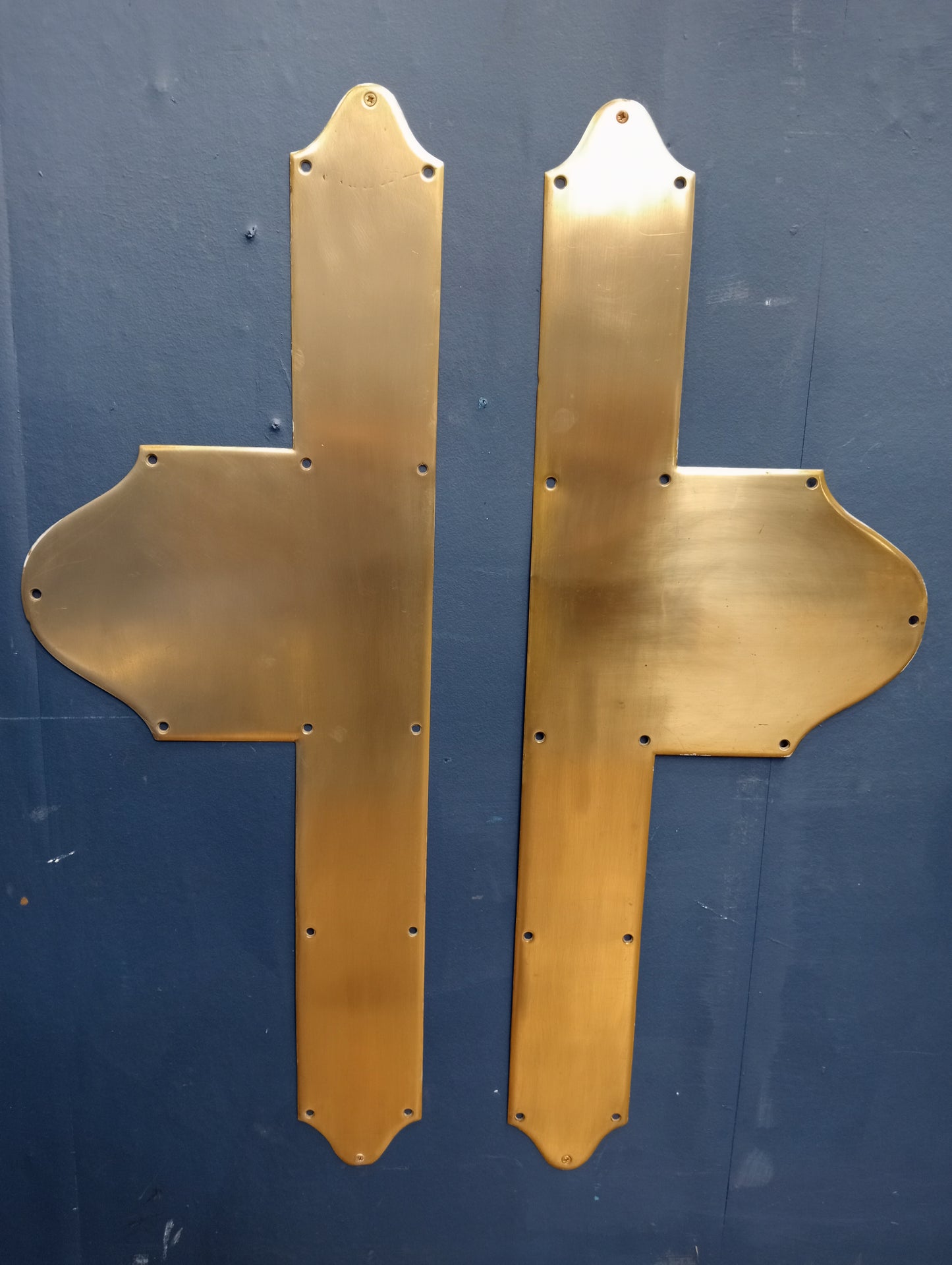 Pair of brass door plates