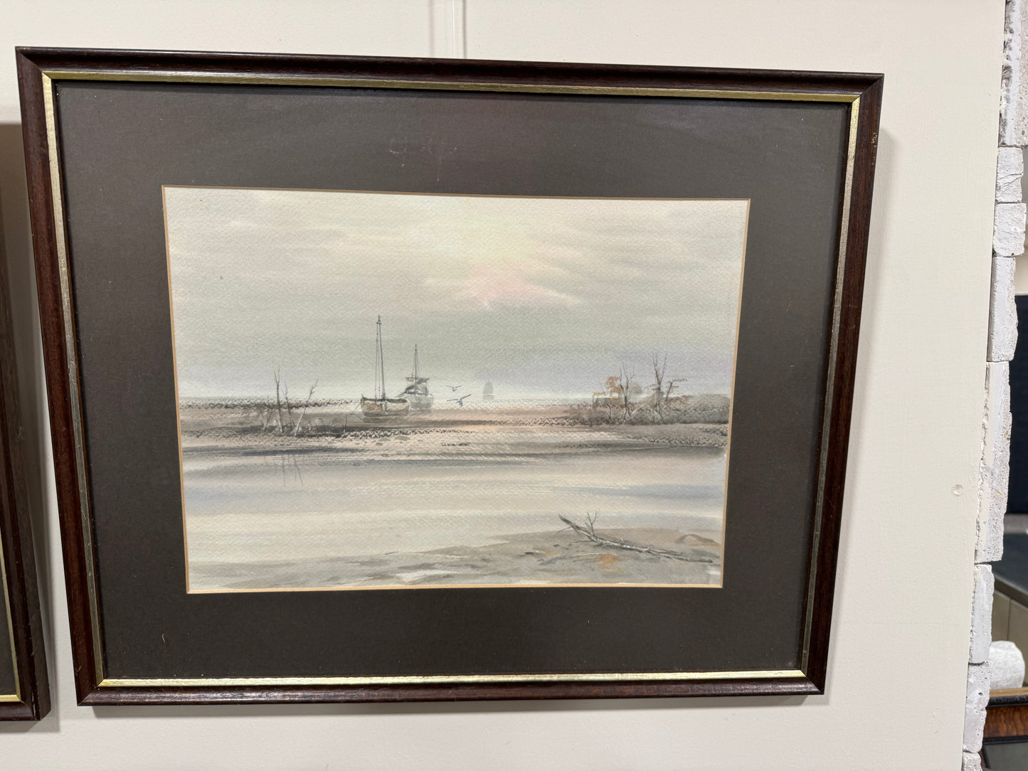 Pair of framed ship pictures