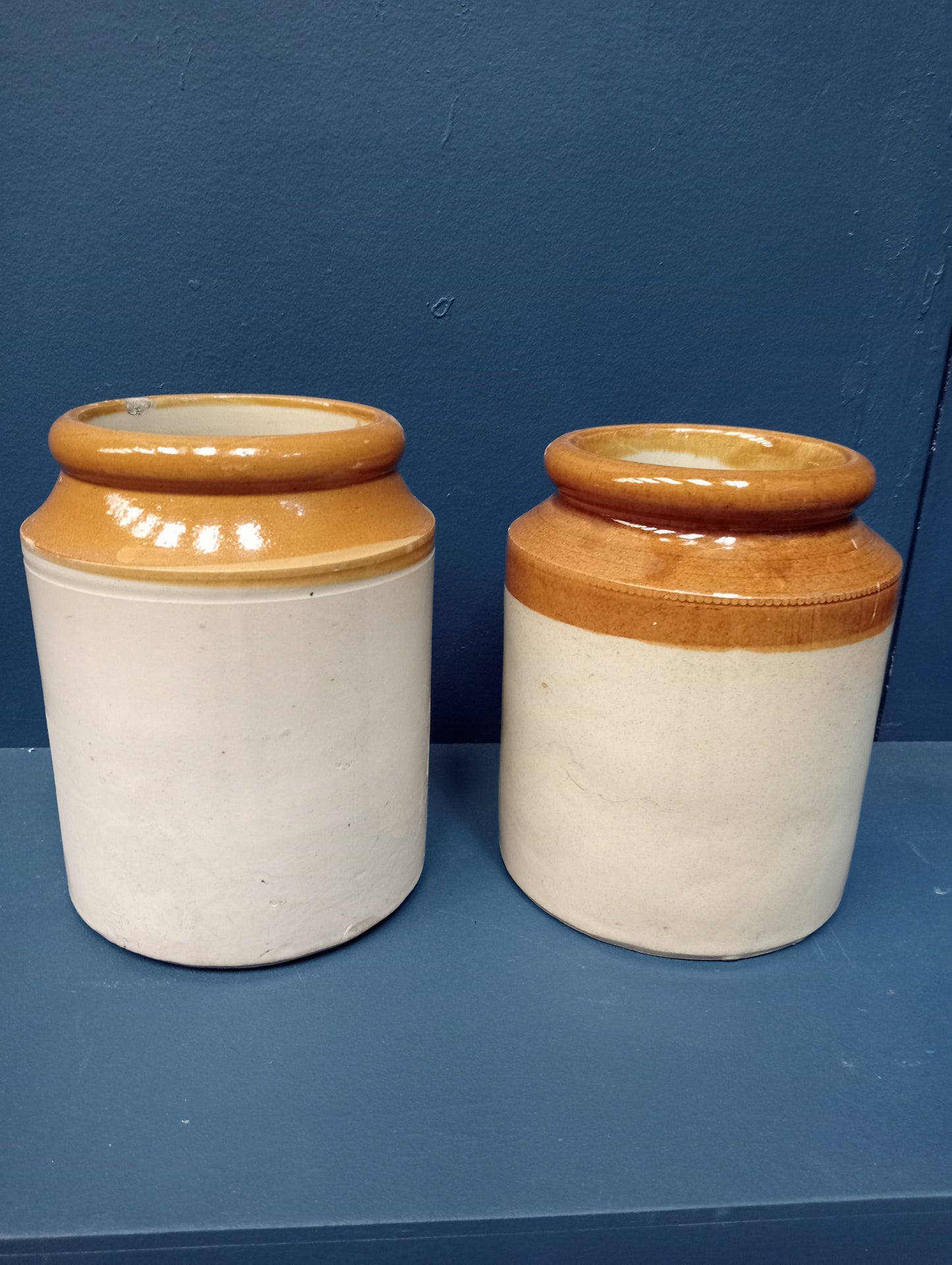 Pair of glazed earthenware jars