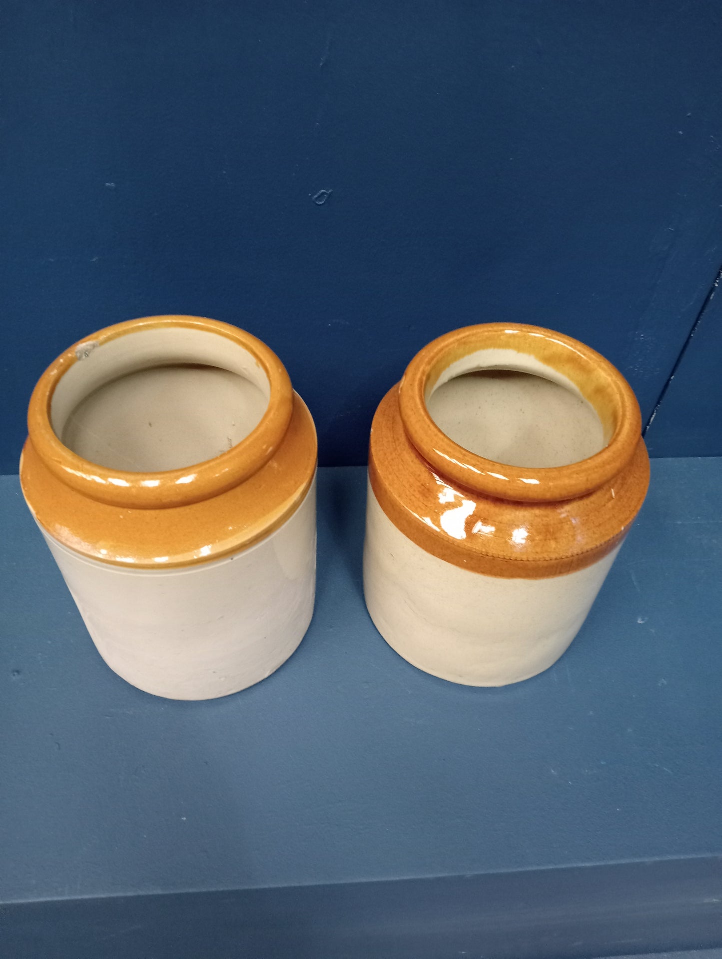 Pair of glazed earthenware jars