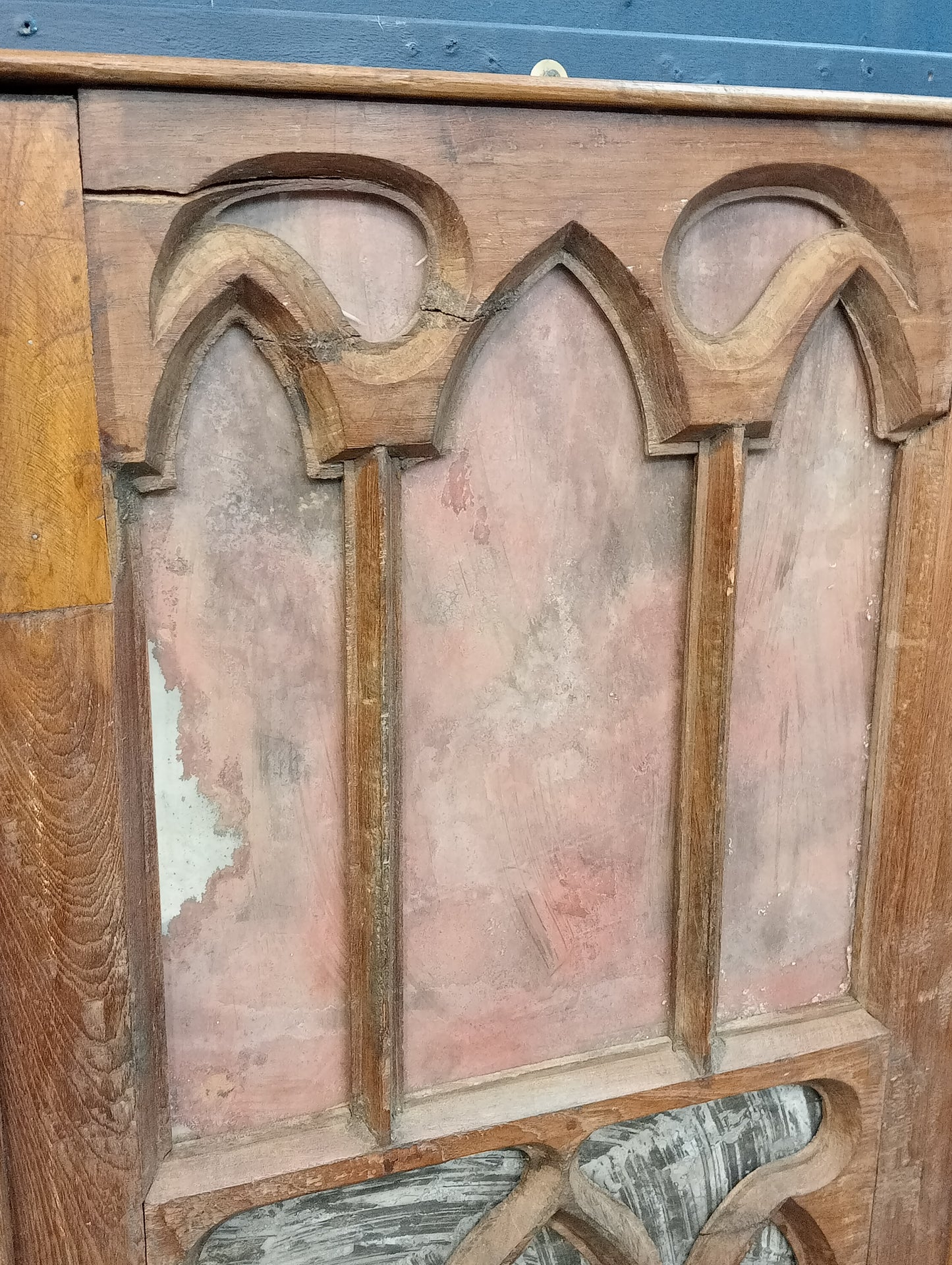 Pair of glazed oak gothic windows