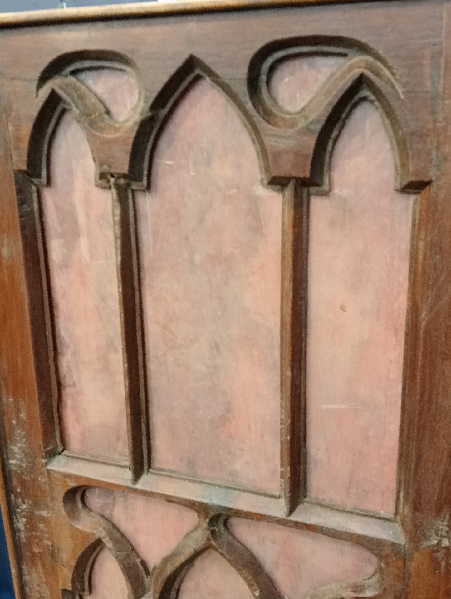 Pair of glazed oak gothic windows