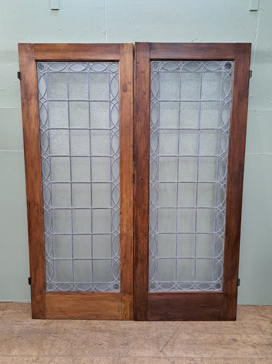Pair of leaded glass doors