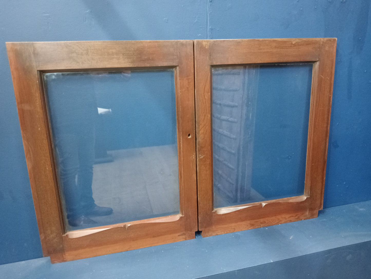 Pair of mahogany doors-windows