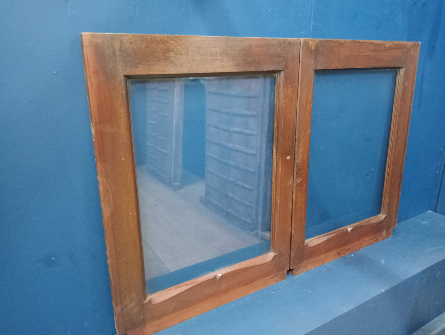 Pair of mahogany doors-windows