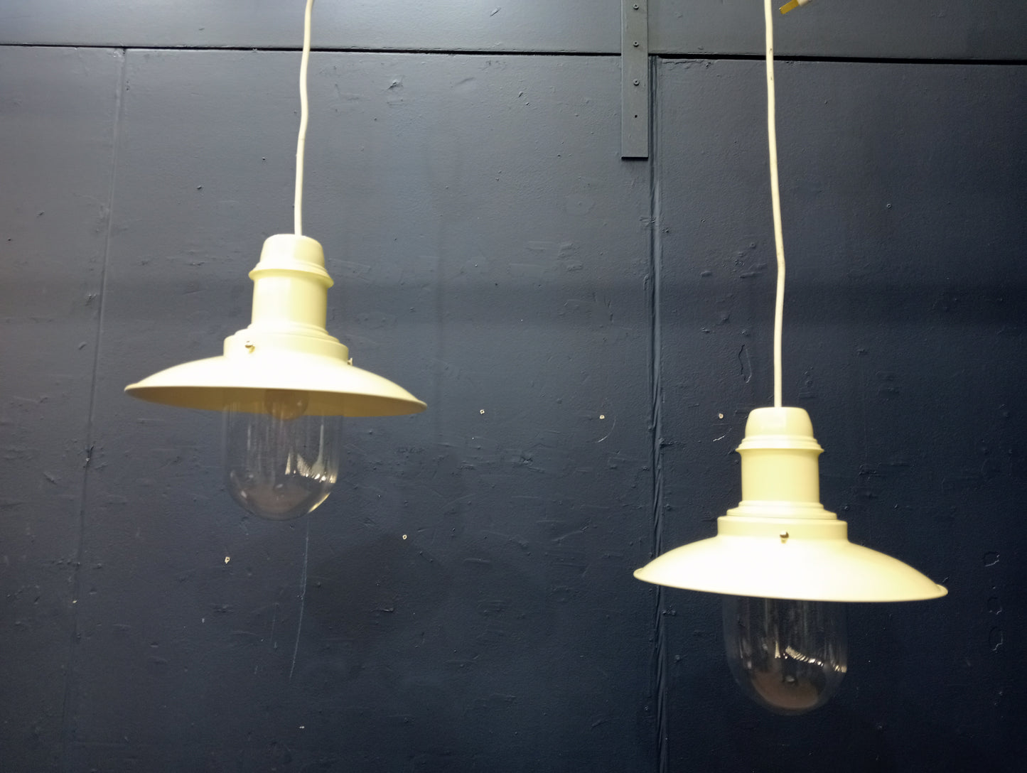 Pair of metal industrial lights