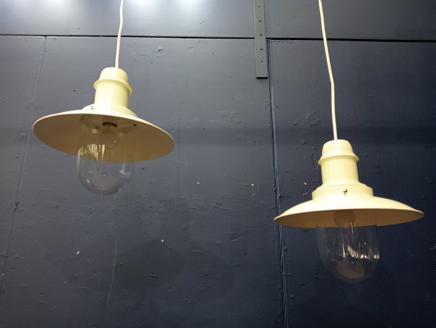 Pair of metal industrial lights