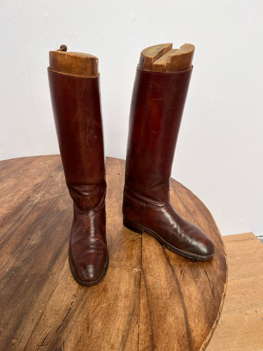 Pair of nice quality leather riding boots, complete with trees