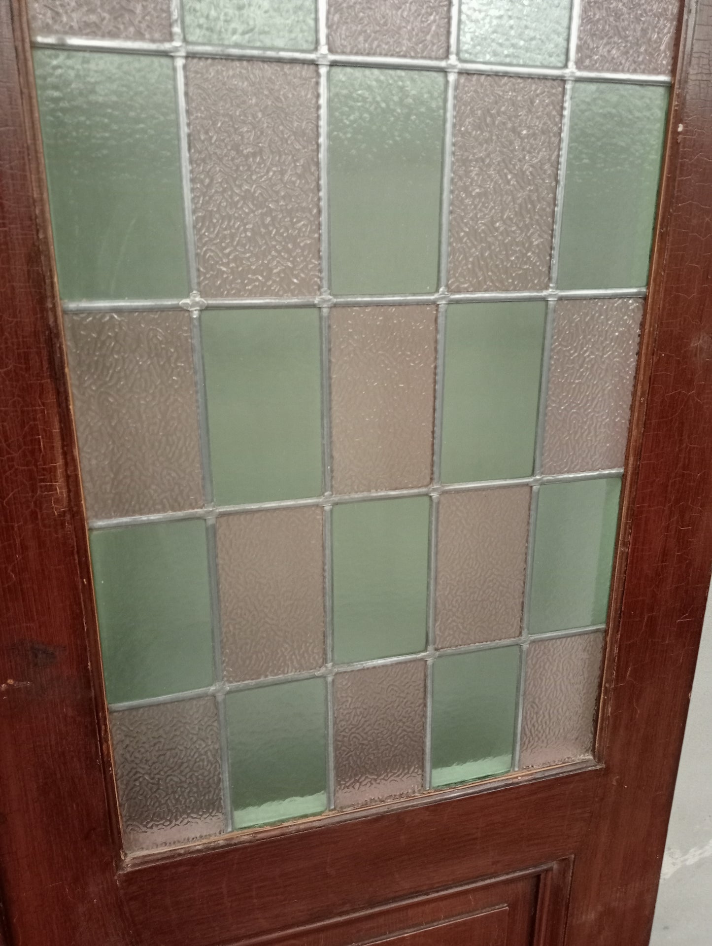 Pair of oak leaded glass doors