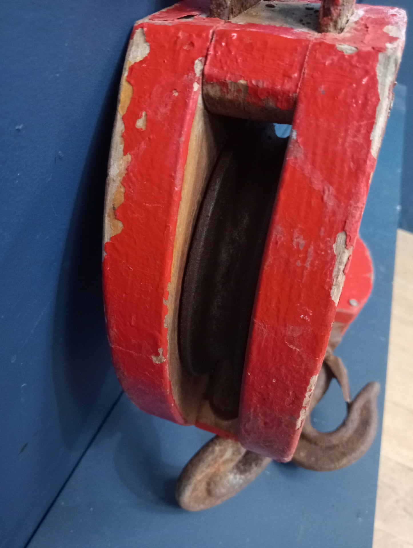 Pair of red ships pulleys