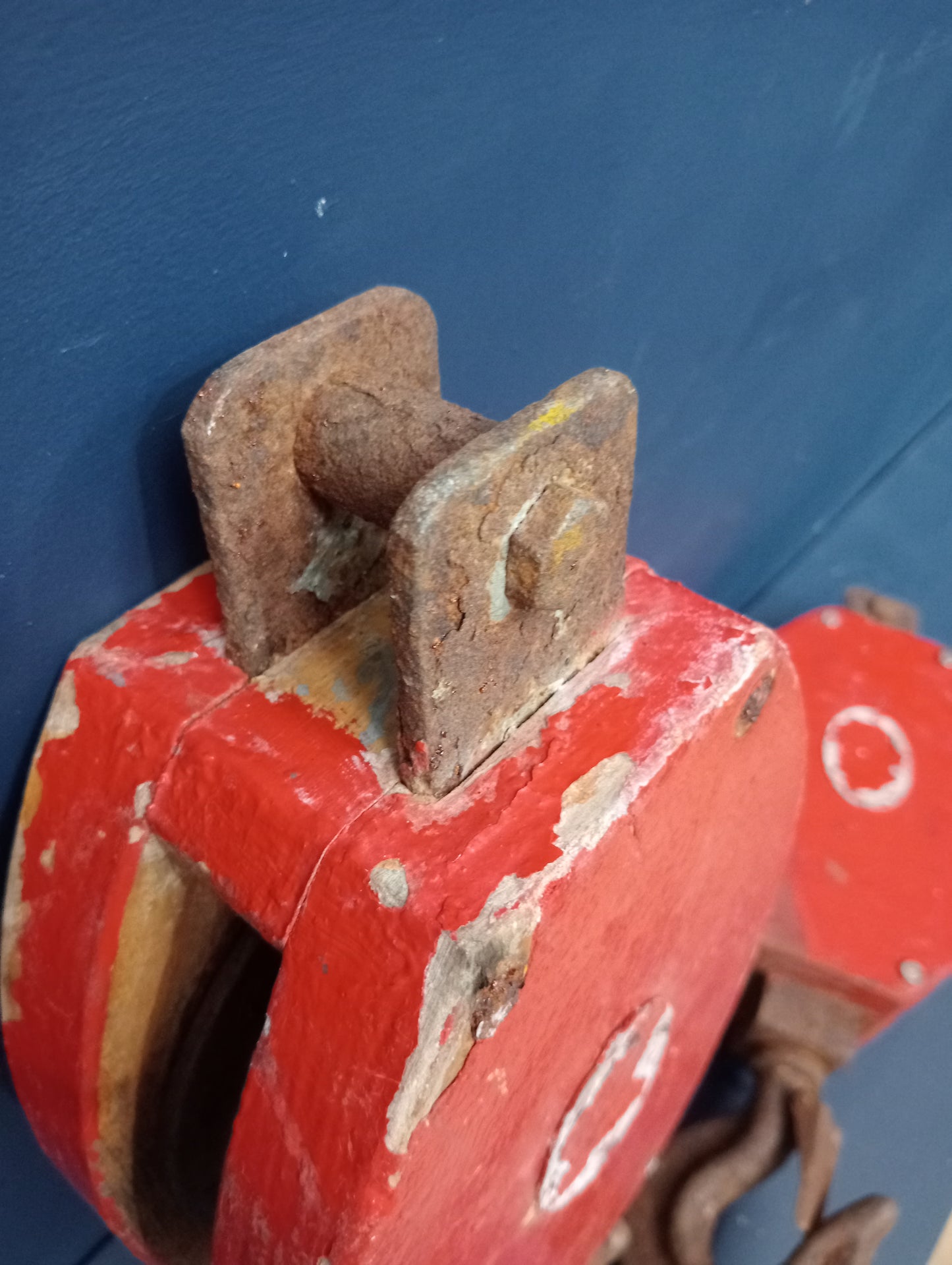 Pair of red ships pulleys