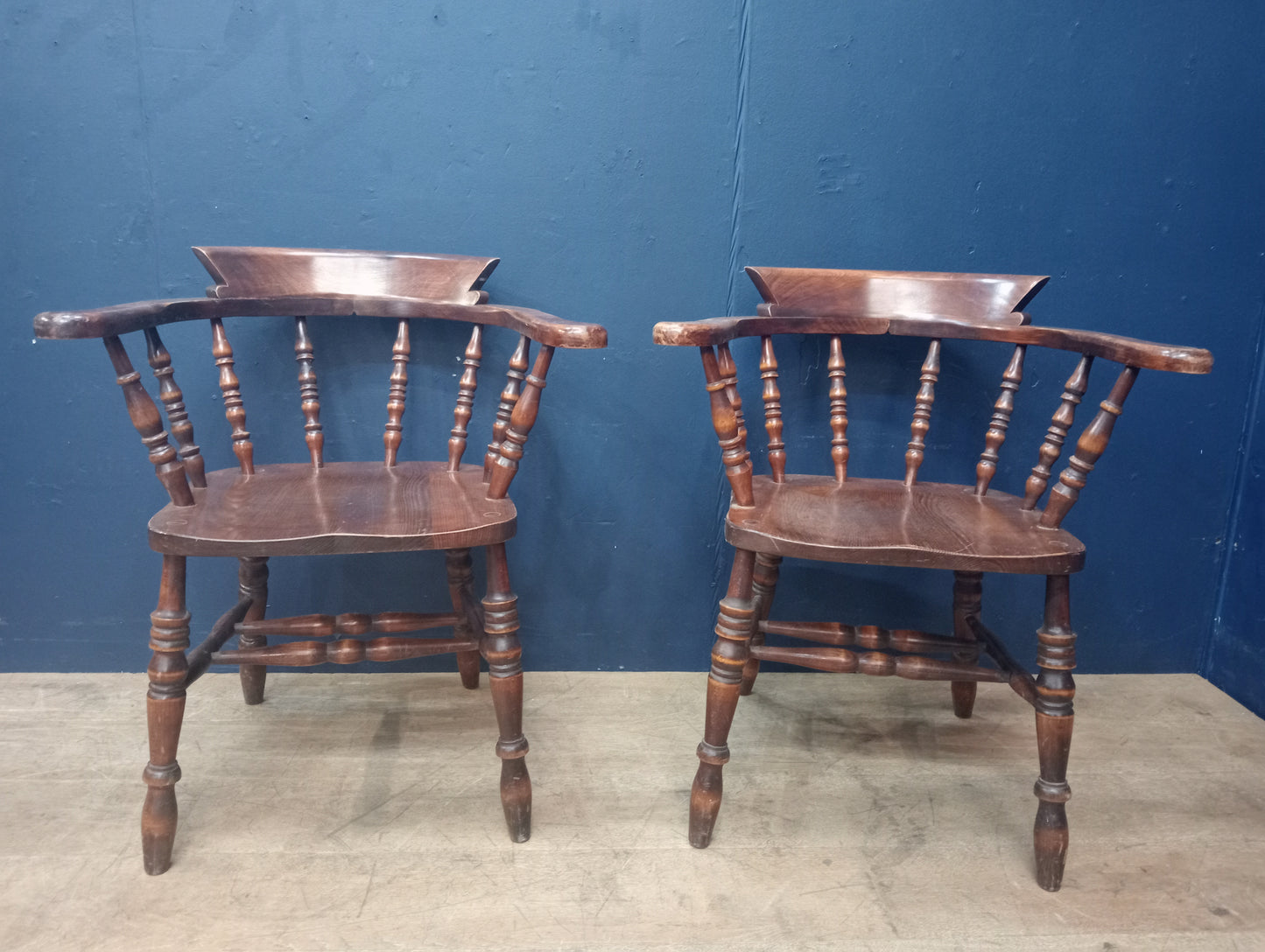 Pair of smoker bow armchairs