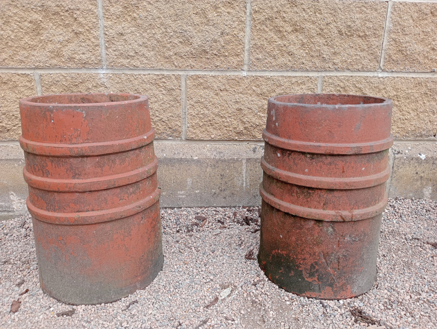 Pair of terracotta chimney pots