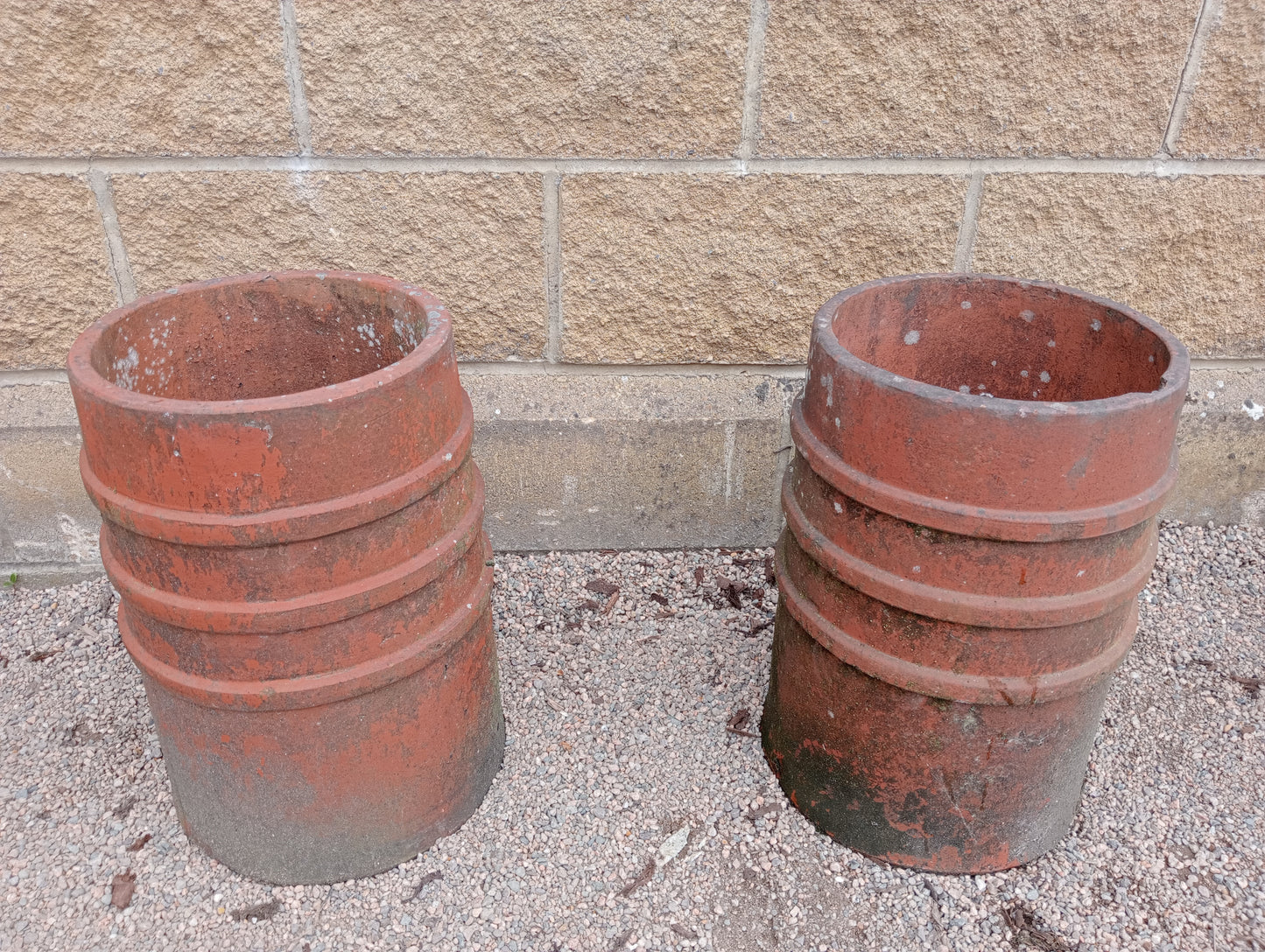 Pair of terracotta chimney pots