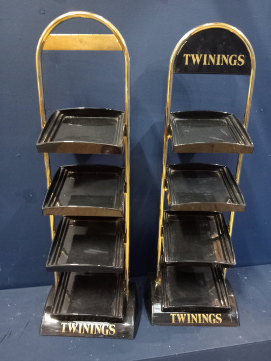 Pair of vintage twinnings tea advertisng brass stands