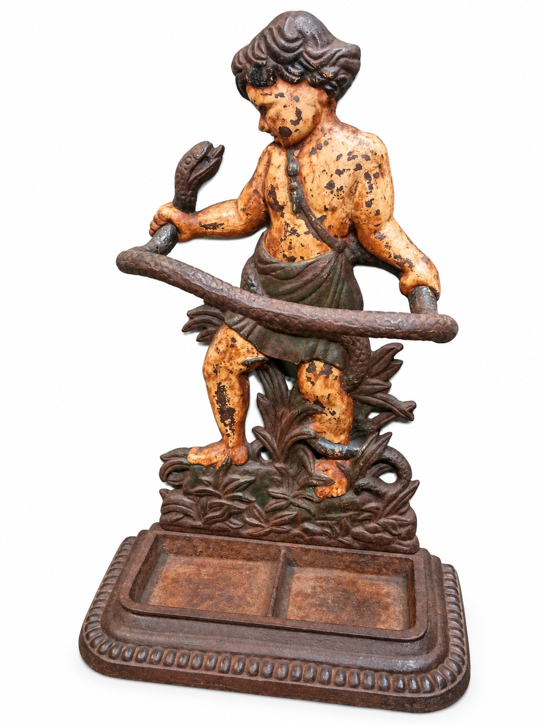 Coalbrookdale Cast Iron Young Hercules Wrestling a Snake Umbrella Stand