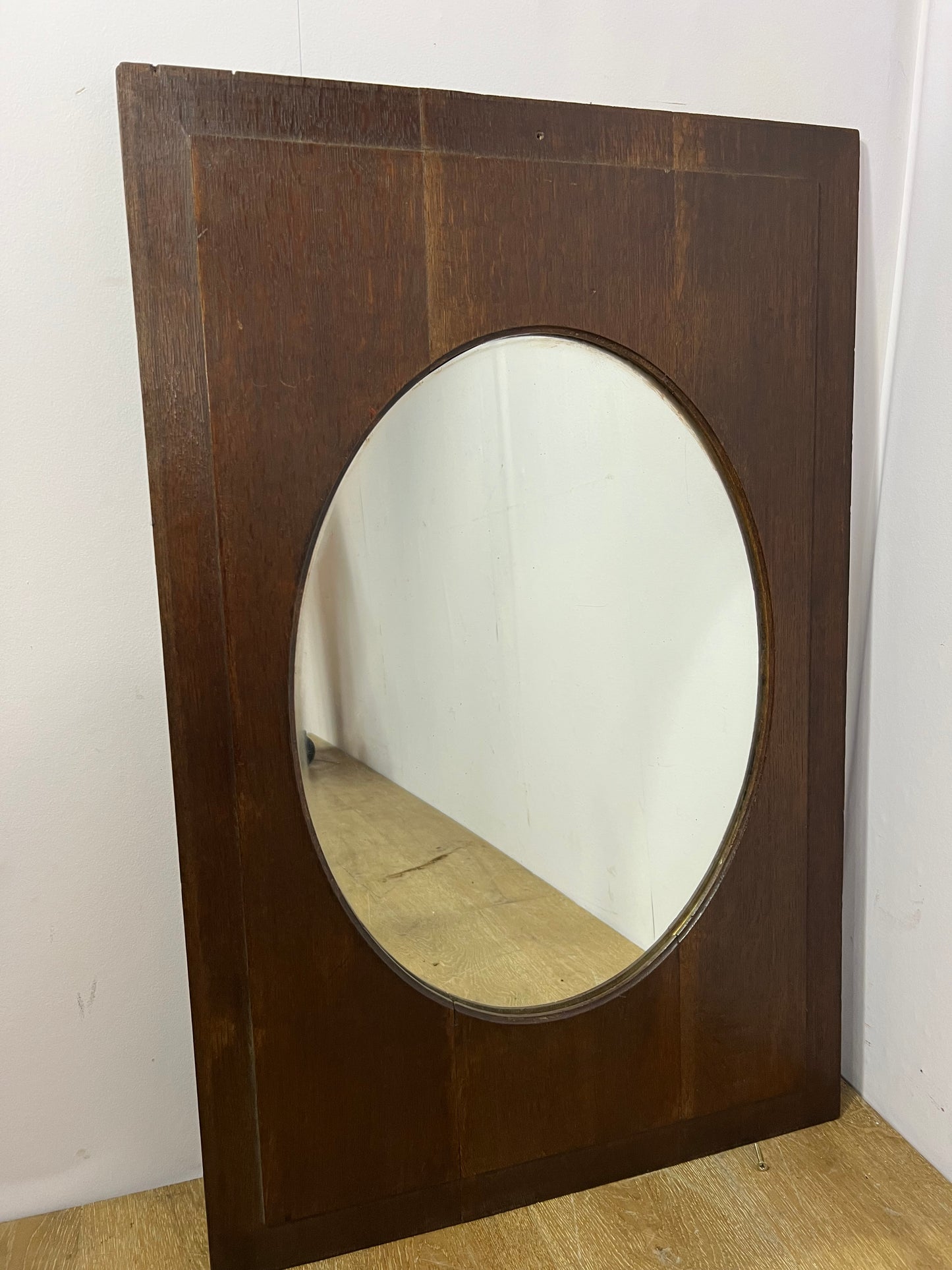 Rectangular wooden panelled mirror