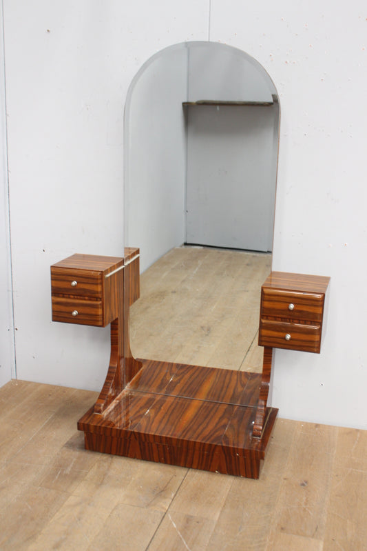 Retro  walnut  dressing table with mirror and four drawers