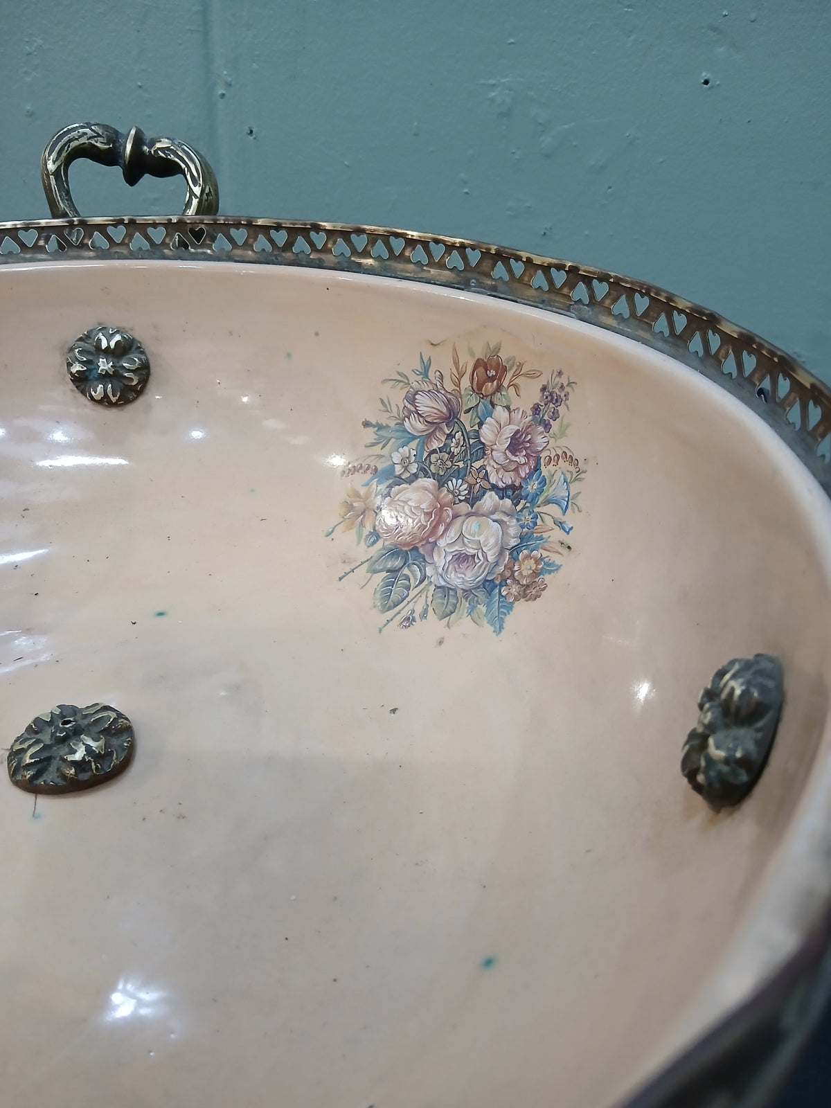 Rococo-Style Porcelain Centrepiece Bowl with Gilt Bronze Mounts