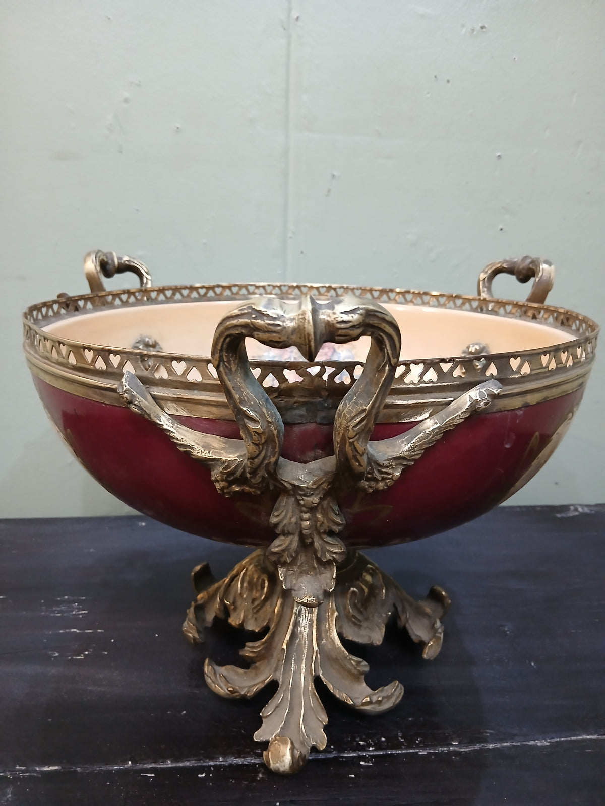 Rococo-Style Porcelain Centrepiece Bowl with Gilt Bronze Mounts