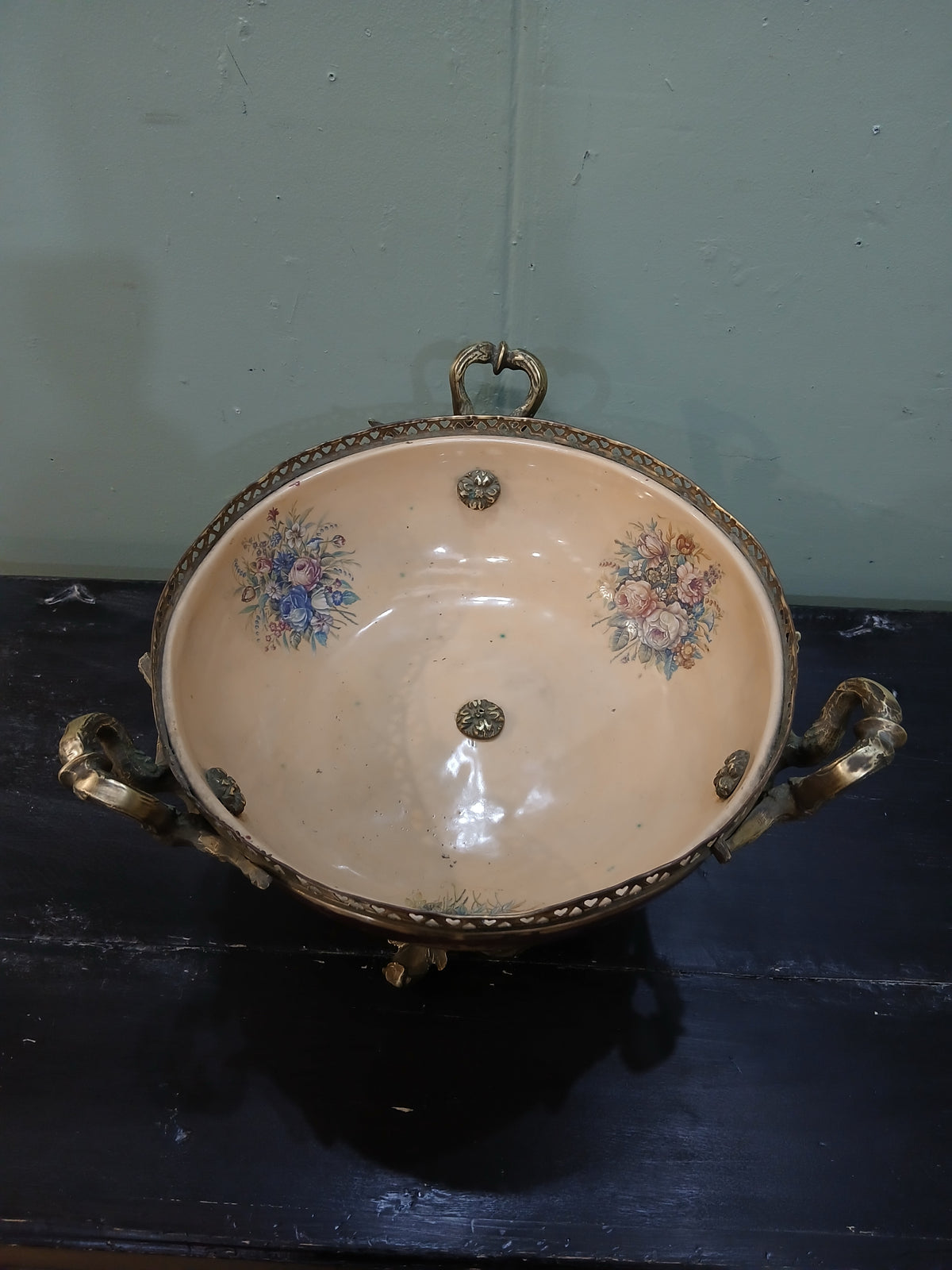 Rococo-Style Porcelain Centrepiece Bowl with Gilt Bronze Mounts