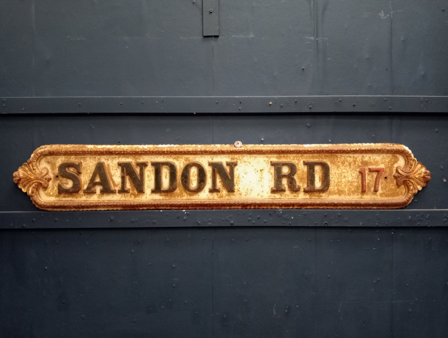 Sandon road cast iron street sign