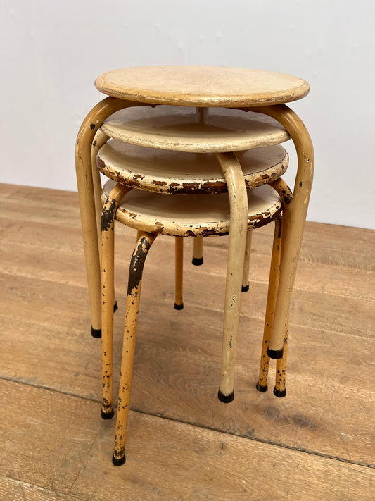 Set of 4 Retro metal stacking stools