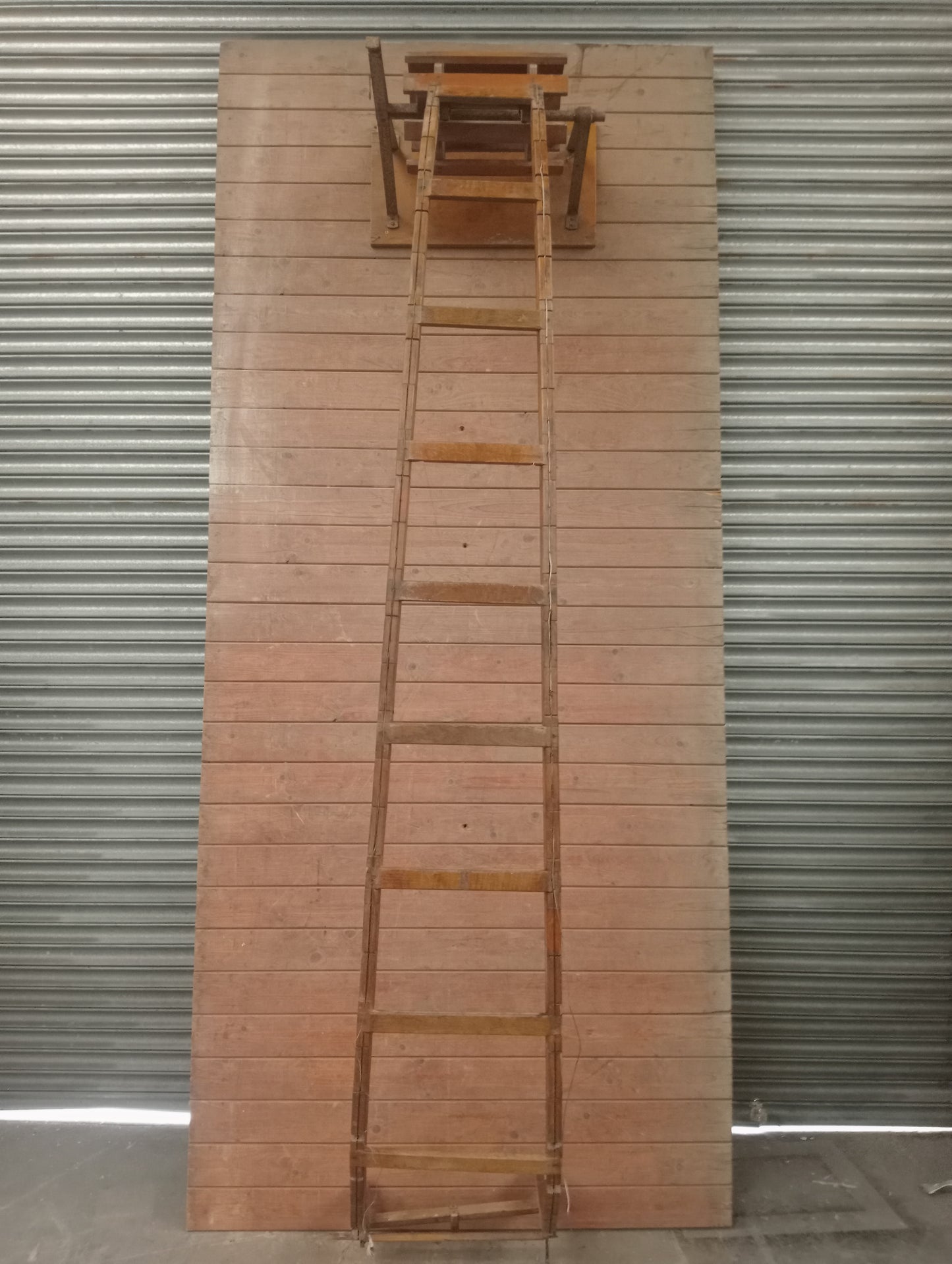 Set of teak boat ladders