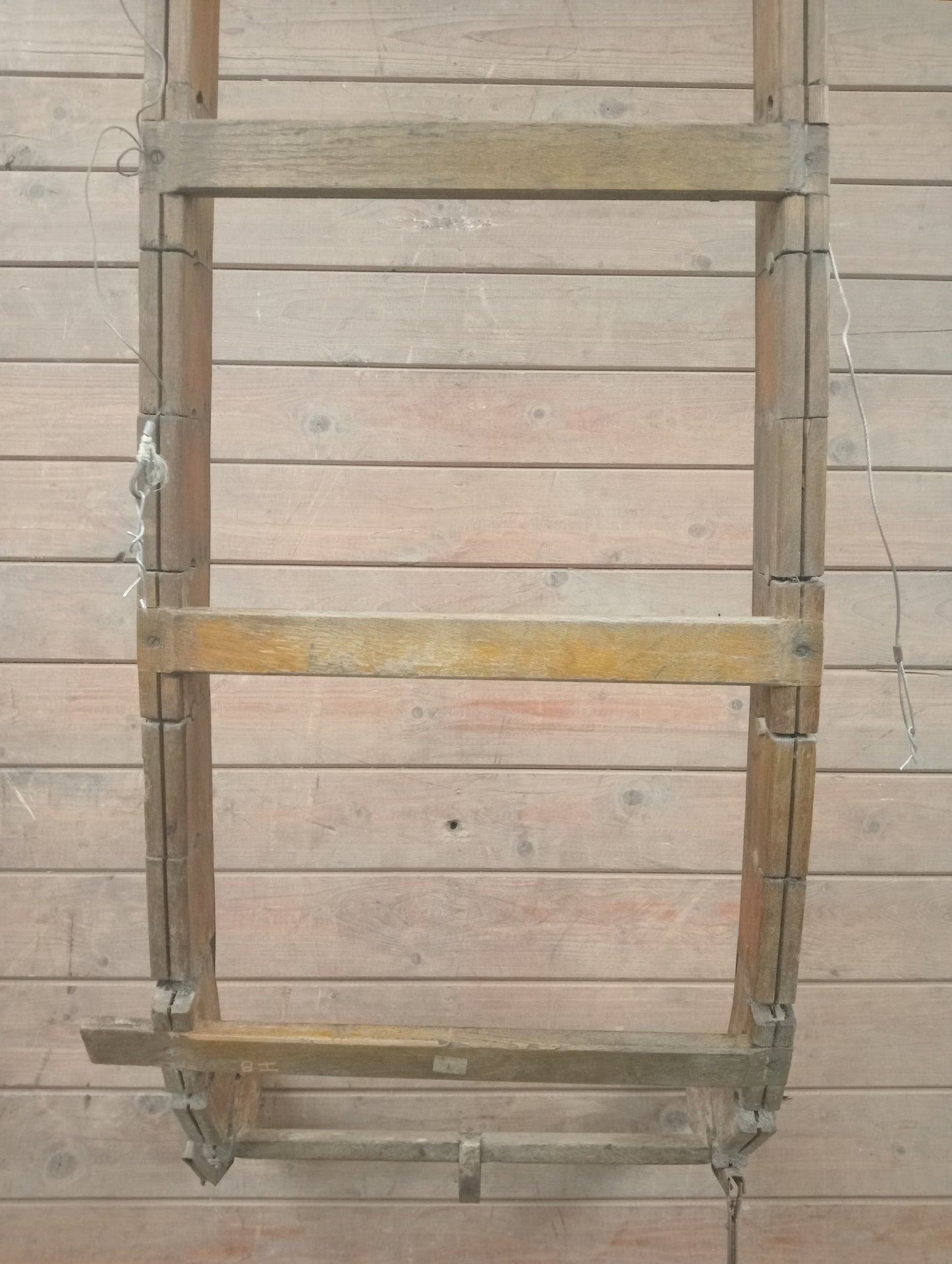 Set of teak boat ladders