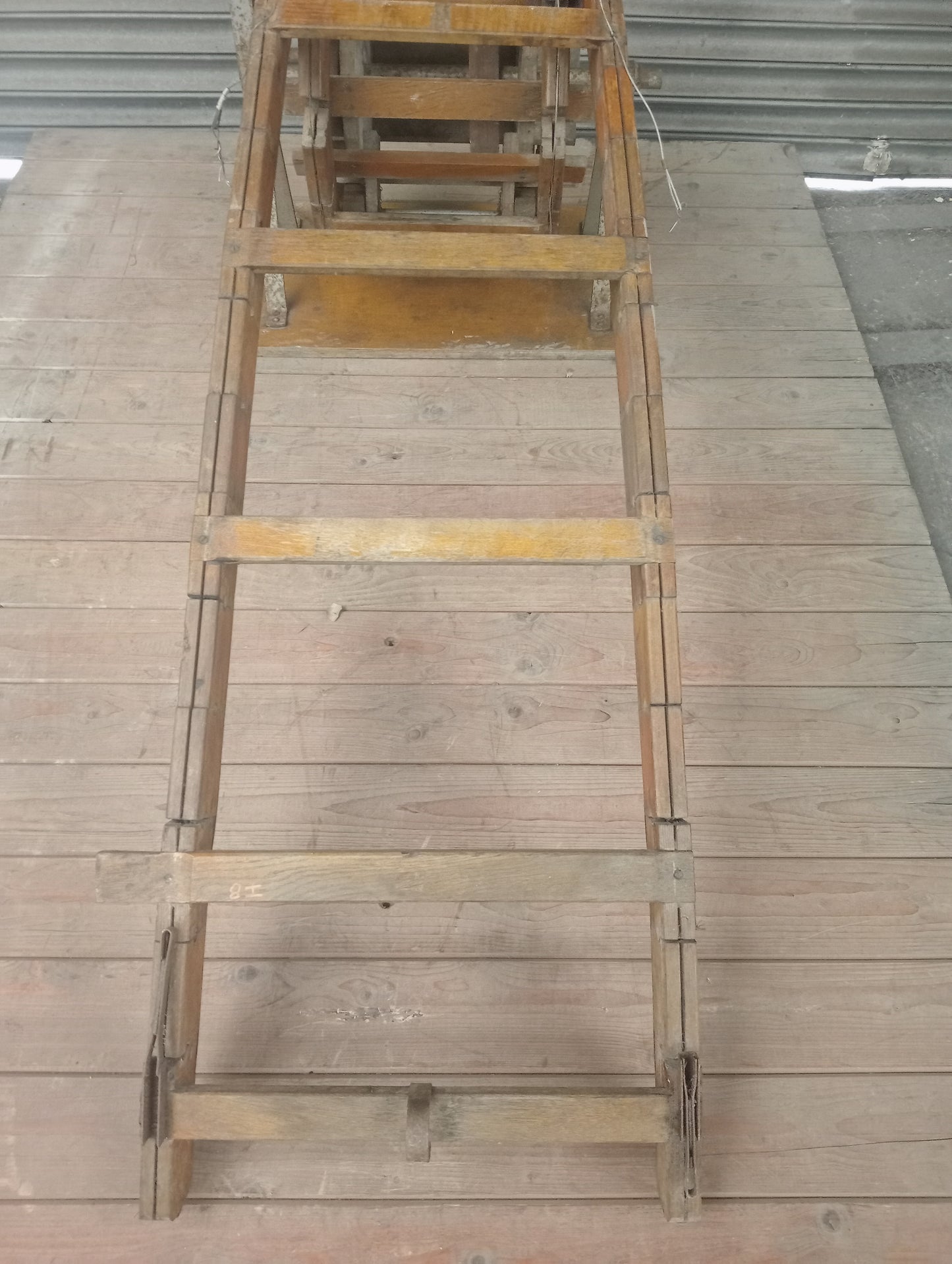 Set of teak boat ladders