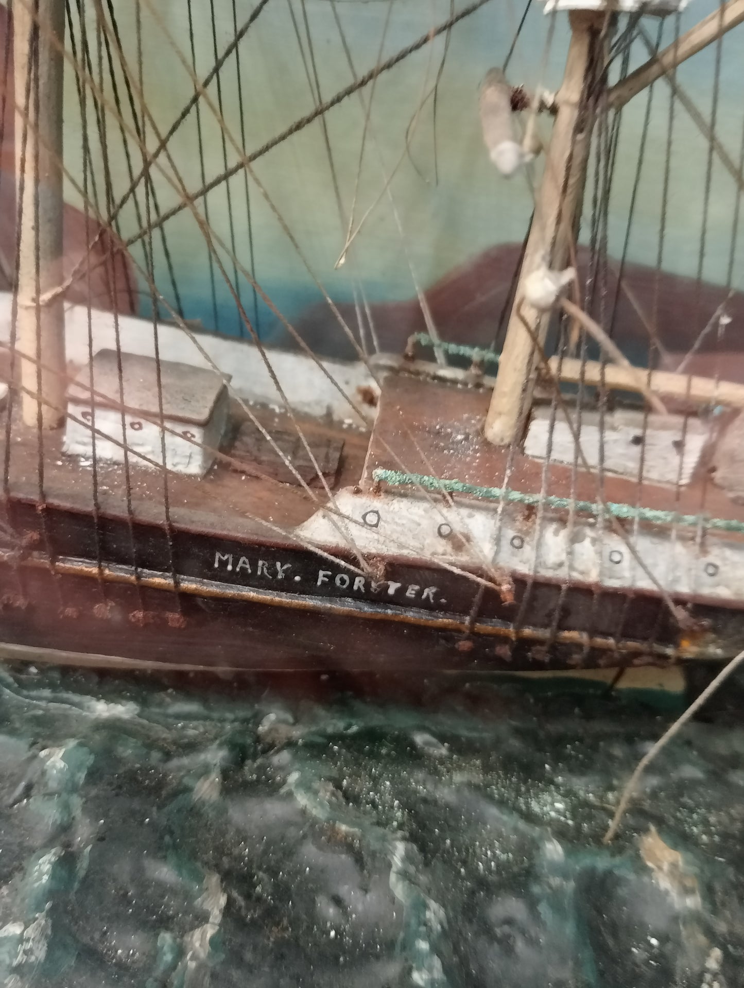 Tall ship (Mary Forever) in glazed showcase