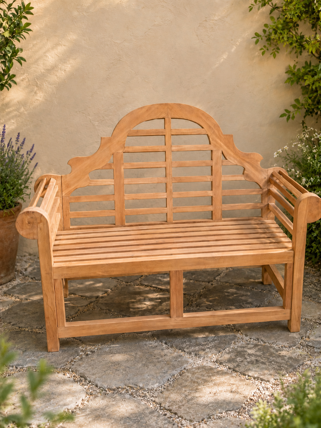 Teak Lutyens bench