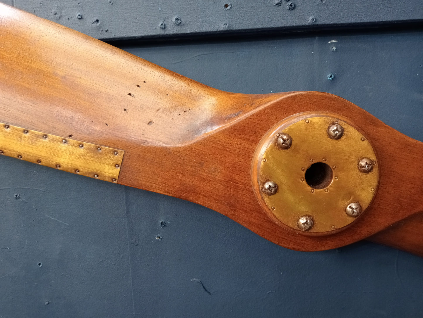 Teak and brass propeller