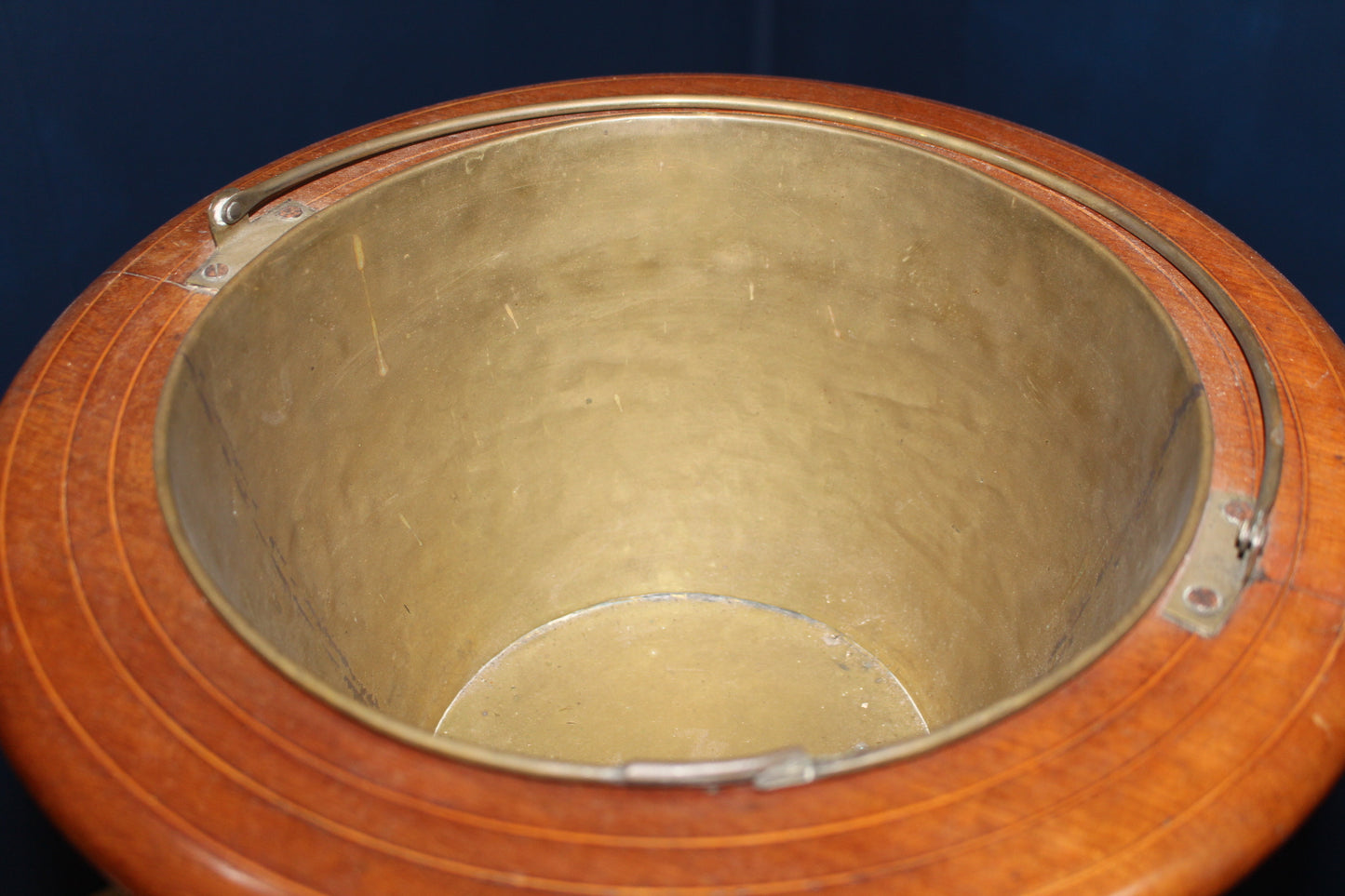 Teak ice bucket with brass liner