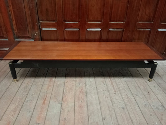 Teak retro coffee table G plan Librenza with brass feet