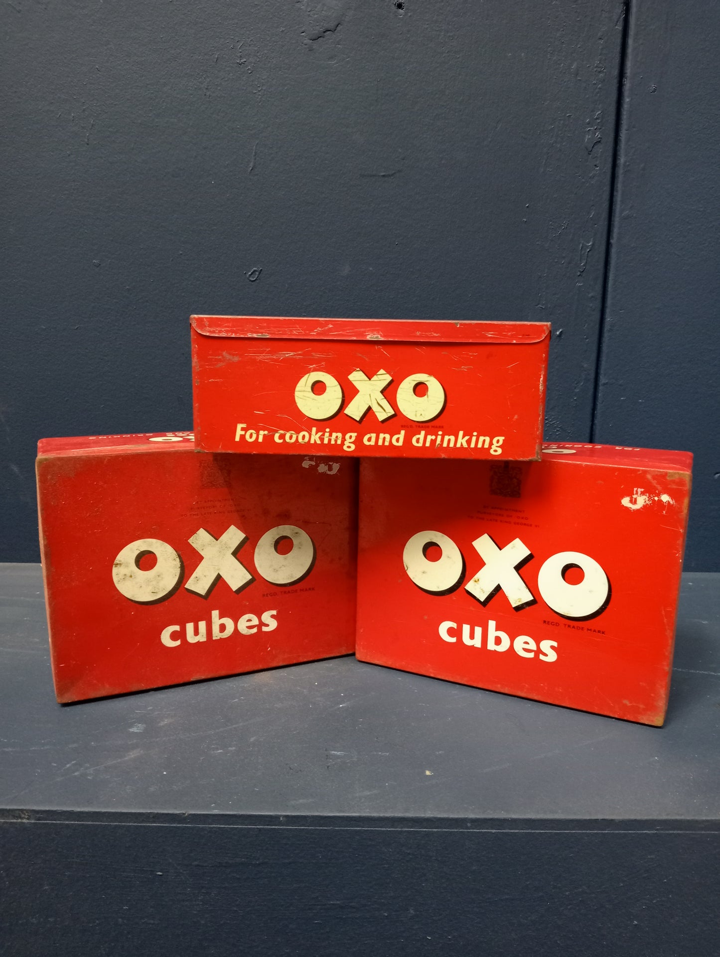 Three Oxo cube tin