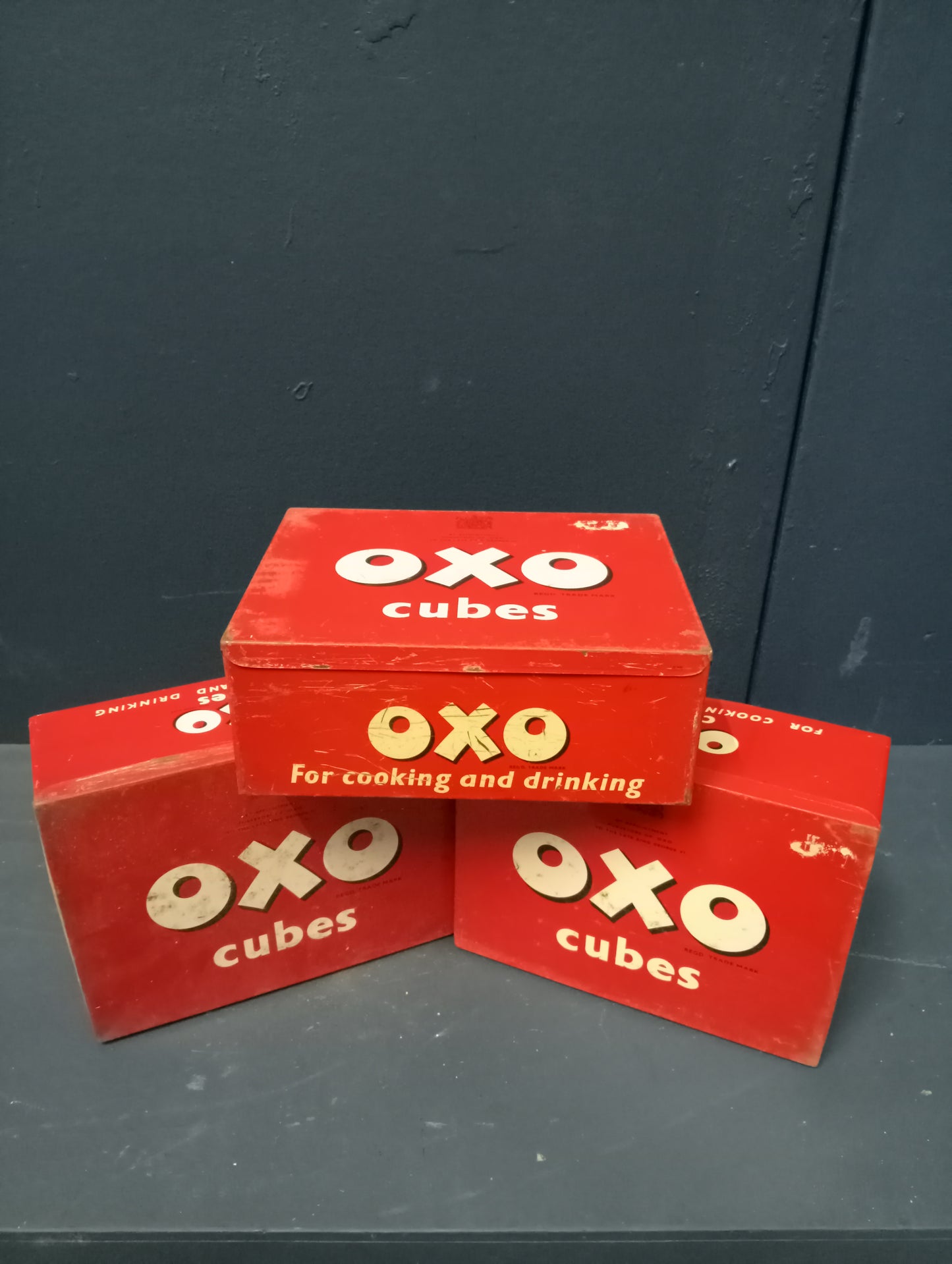 Three Oxo cube tin