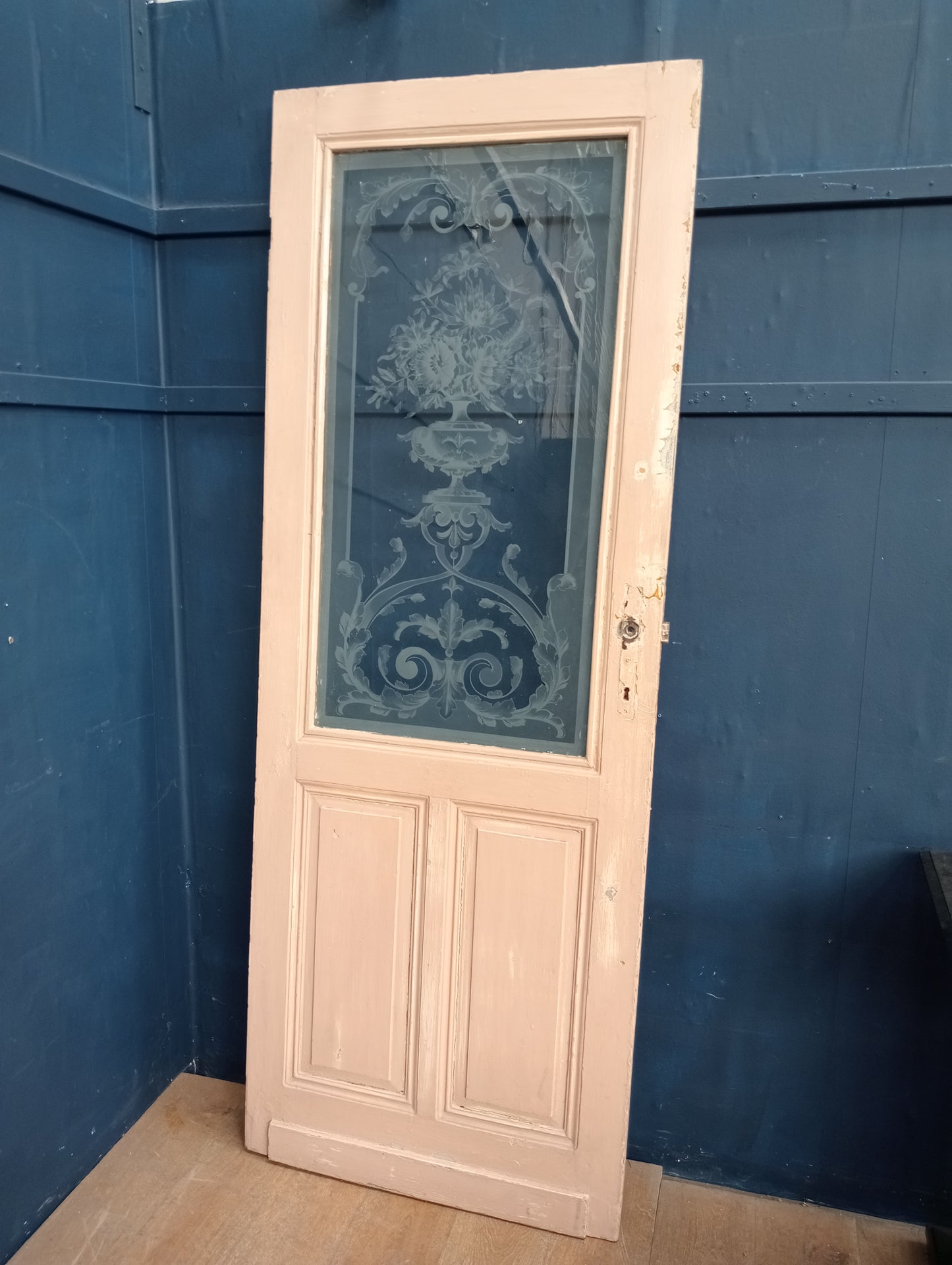 Victorian Venetian etched glass bar door