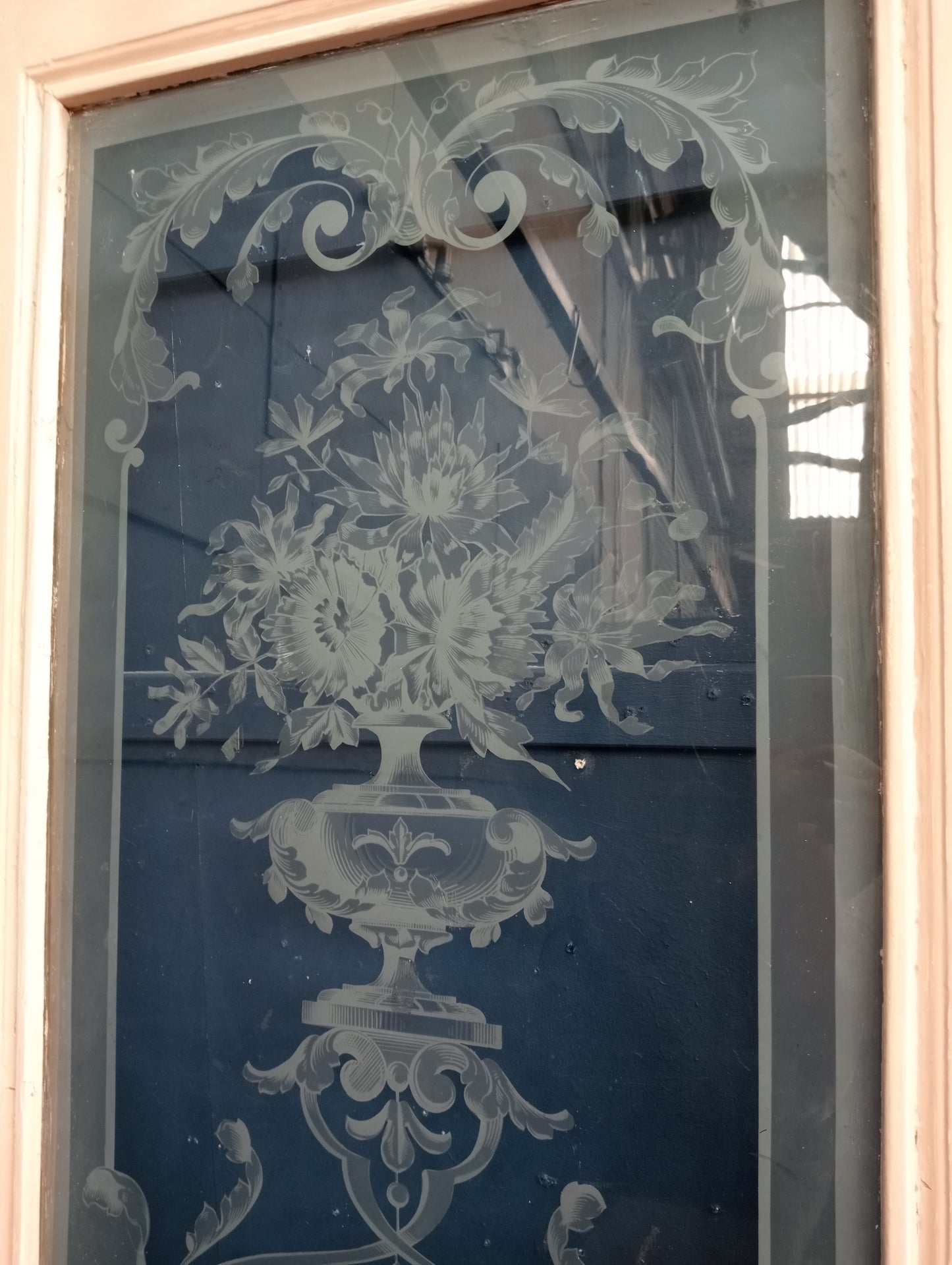 Victorian Venetian etched glass bar door