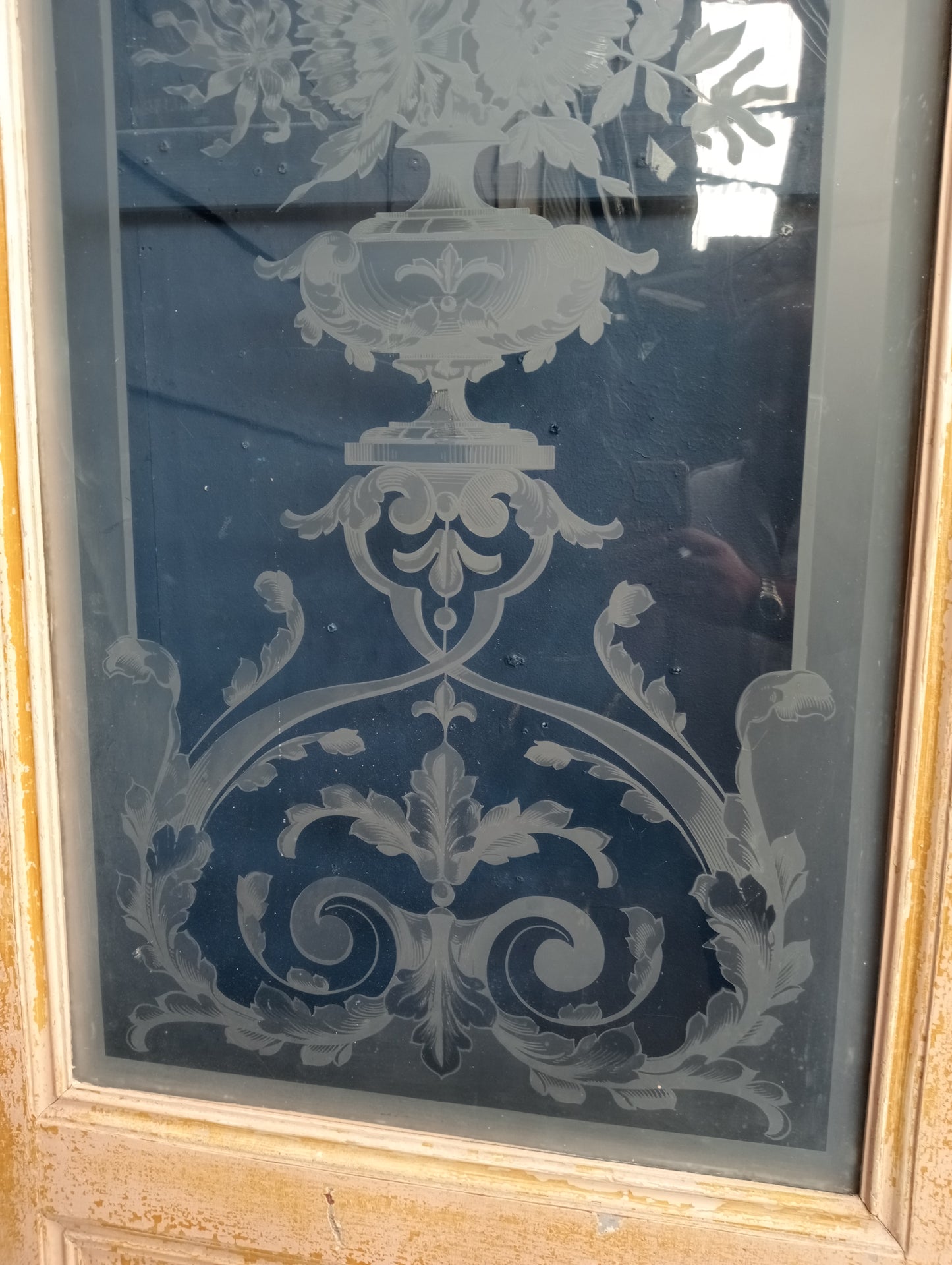 Victorian Venetian etched glass bar door