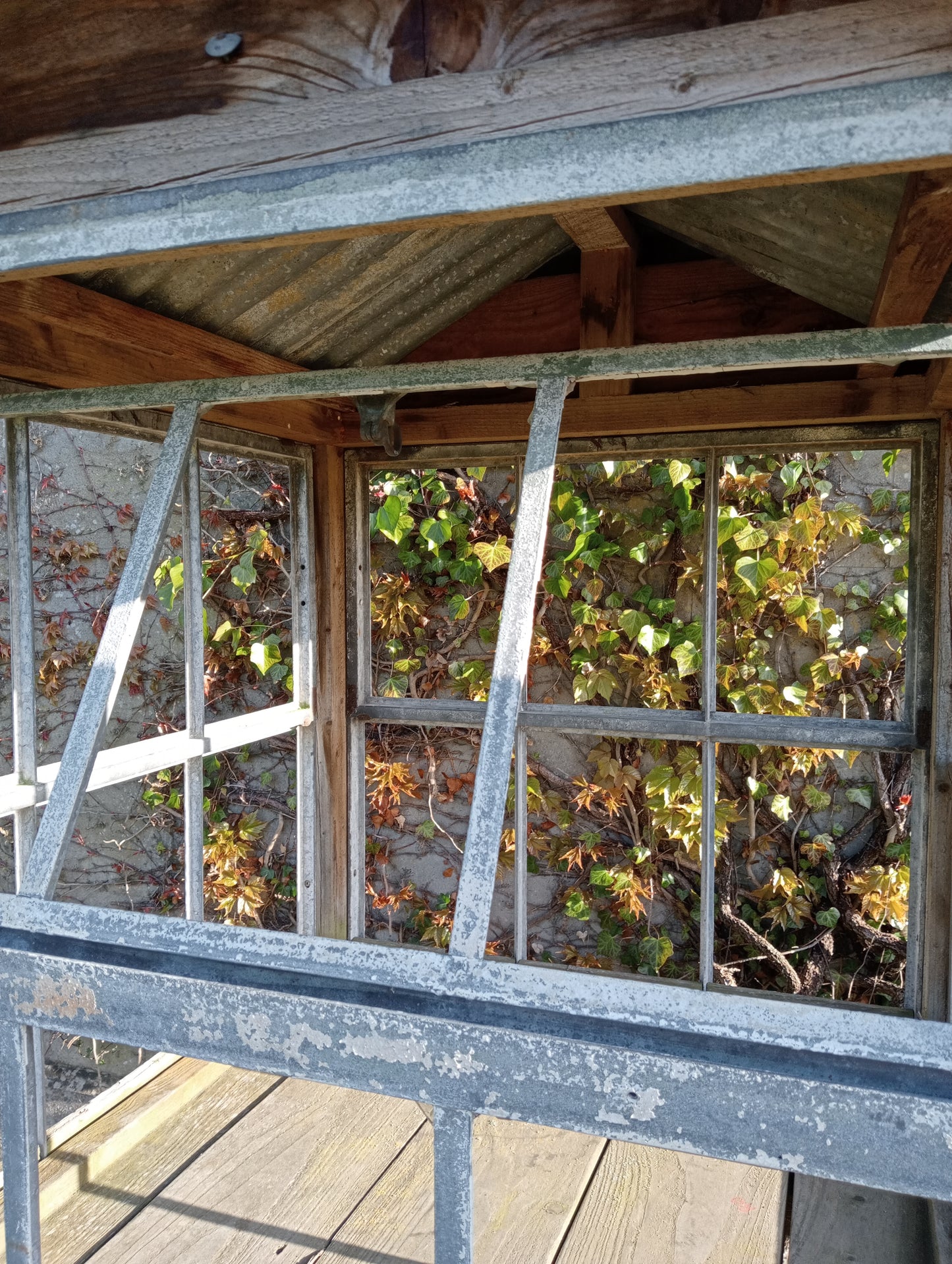 Victorian style greenhouse on cast iron machine base