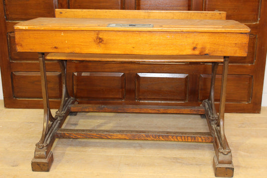 Vintage cast iron and wooden school desk