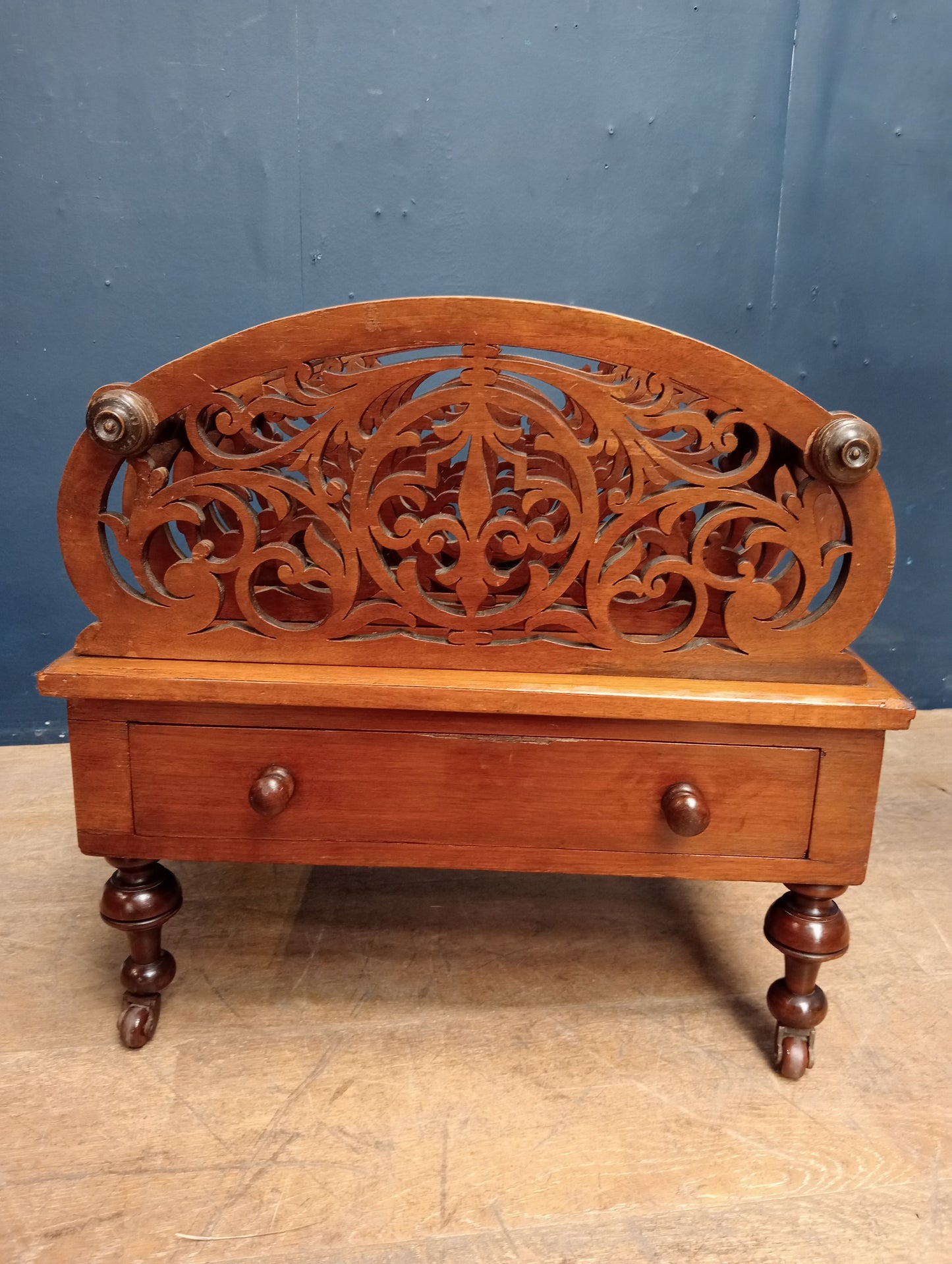 Walnut Victorian canterbury magazine stand