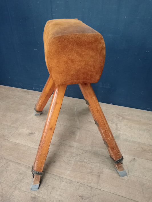 Wood and leather gym horse
