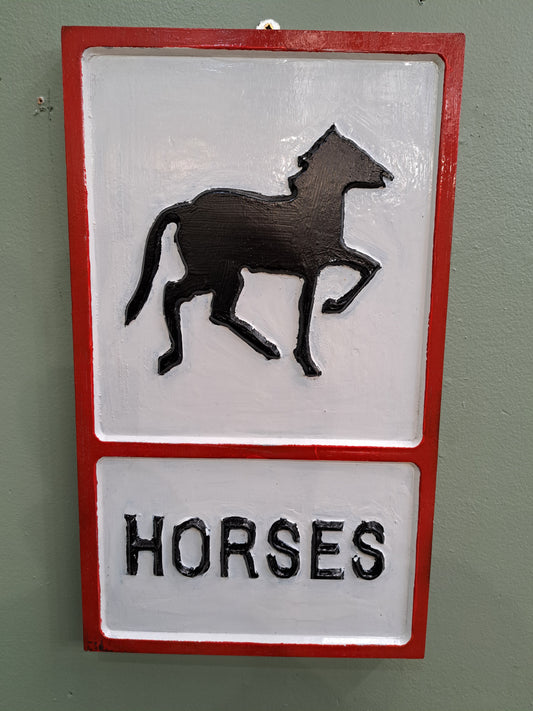 Wooden horse sign