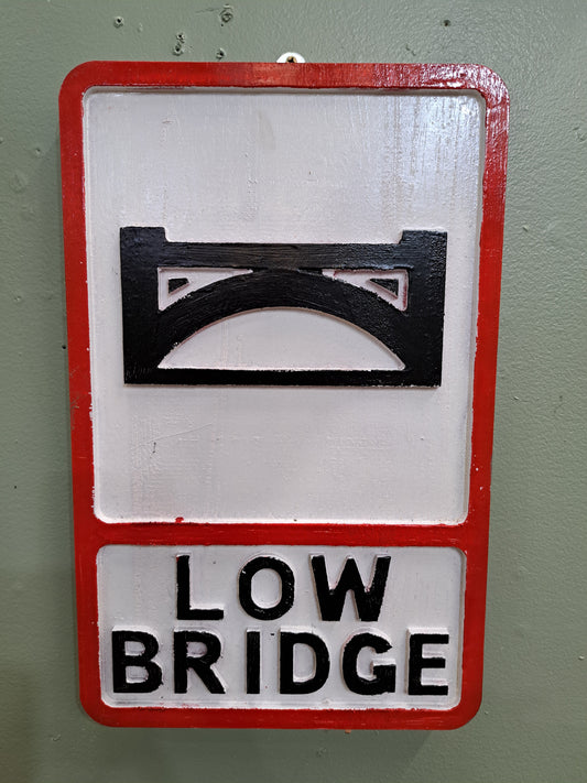 Wooden low bridge sign