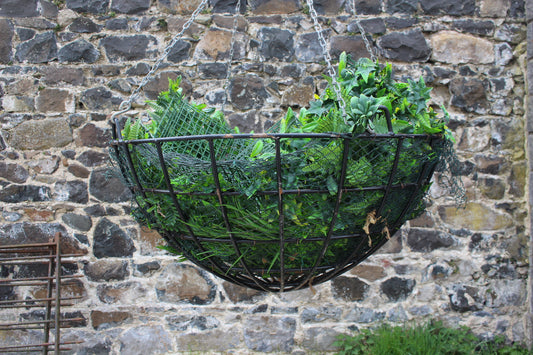 Wrought iron hanging basket