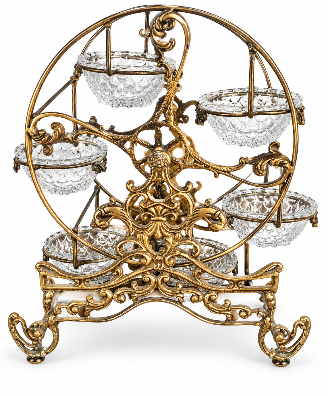 Antique Victorian Brass Ferris Wheel Condiment Server